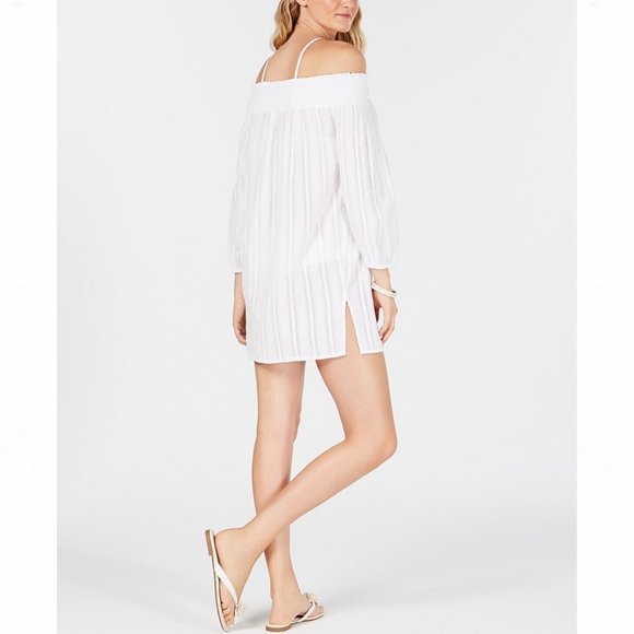 Ralph Lauren Smocked Off-The-Shoulder Cover-Up - Picture 2 of 14